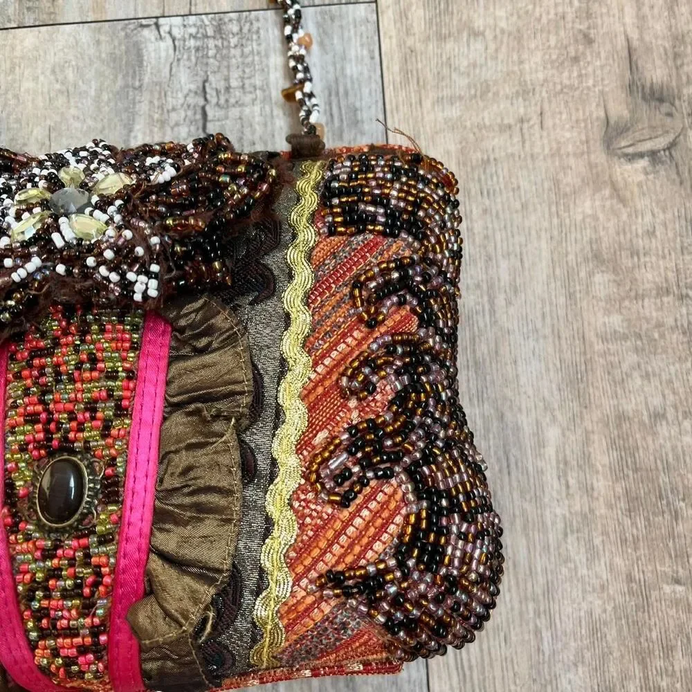 Bag Beaded Clutch Women's Multi Color Boho Tapestry